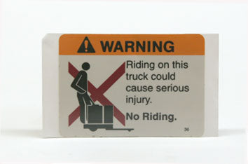 CR69036 Warning For Crown Electric Pallet Jack