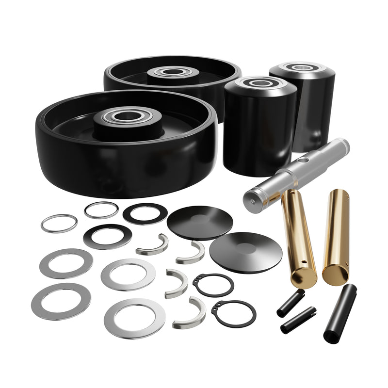 GWK-DF25-CK Complete Wheel Kit (Ultra Poly) 70d for Noble Lift Pallet Jacks