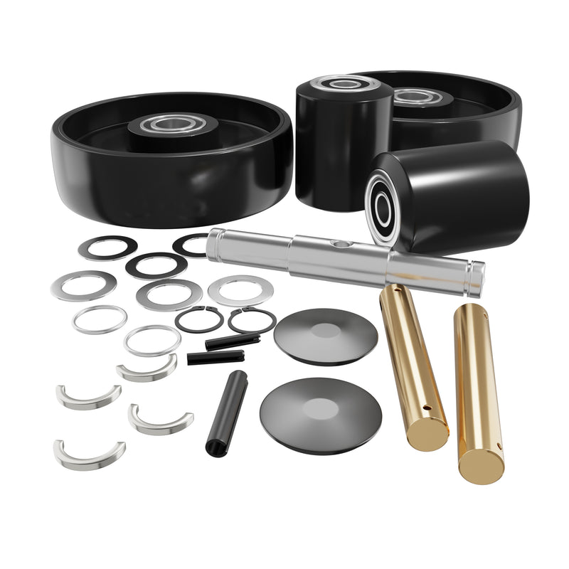 GWK-DF25-CK Complete Wheel Kit (Ultra Poly) 70d for Noble Lift Pallet Jacks