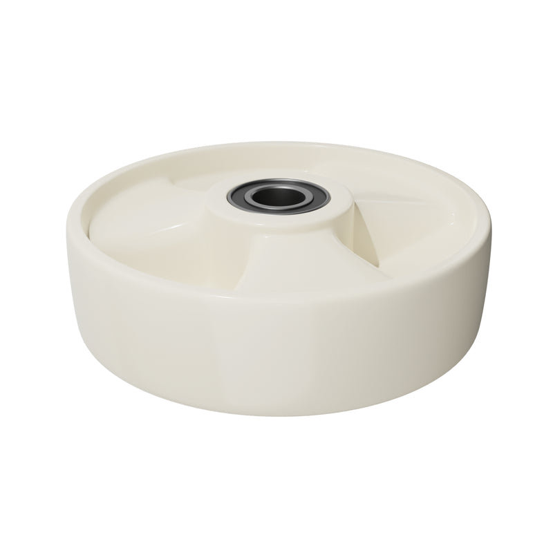 MO 18E310N Steer Wheel Assy Solid White Nylon Hub W/Bearings Mobile ECOI55 (NEWER) Pallet Jack Hydraulic Unit