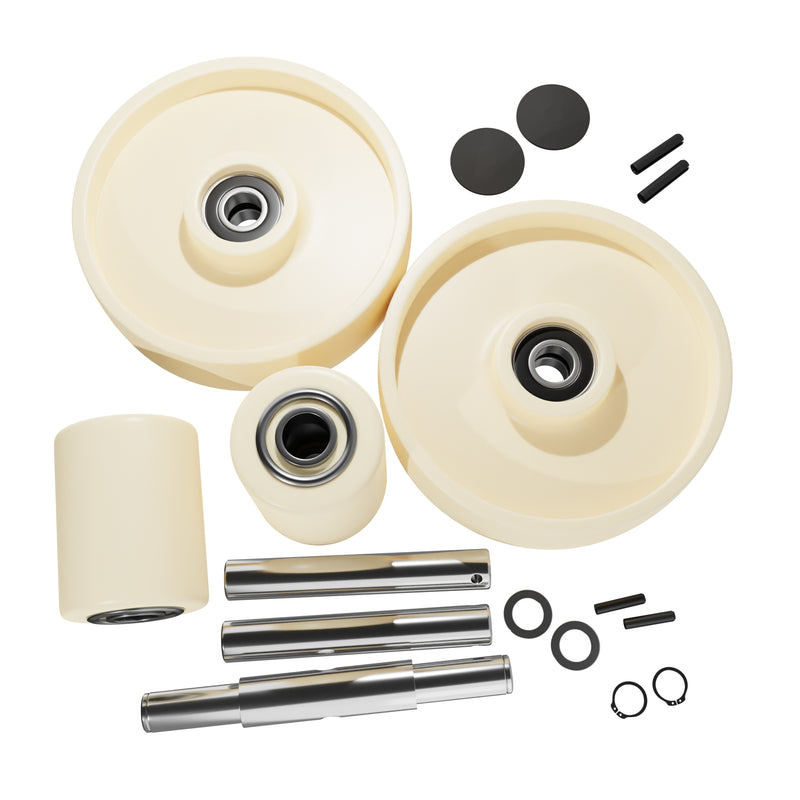 GWK-RJ50N-CK Complete Wheel Kit (Ultra Poly) 70d for Raymond Pallet Jacks